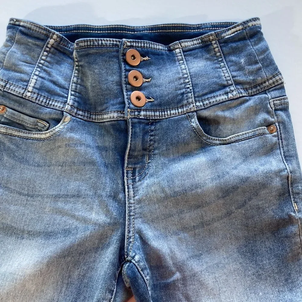 👖High Rise Sculpting Skinny Crop Distressed Jeans Size 9 - Picture 2 of 14